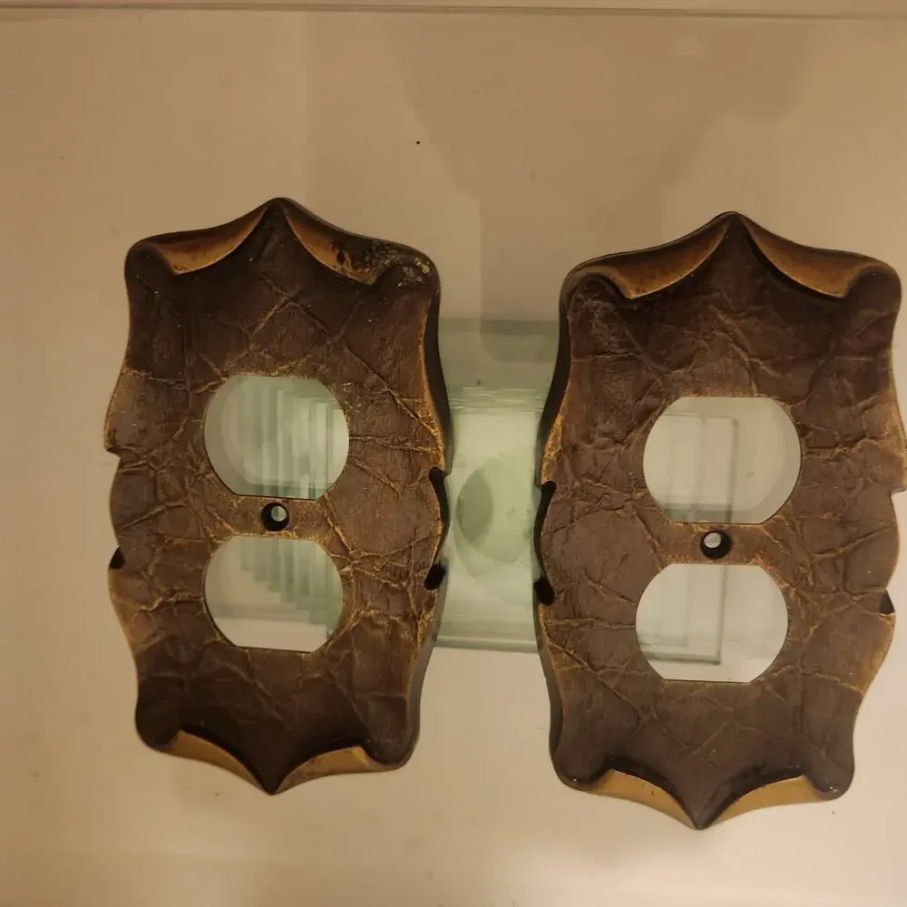 MCM Vintage set of 2 Brass Wall Plug Covers No screws